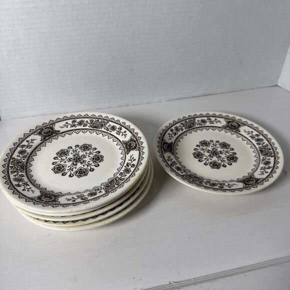 6 Vintage Royal China USA Hampshire Brown 6.5”Bread/Dessert Plates Excellent - Picture 9 of 10